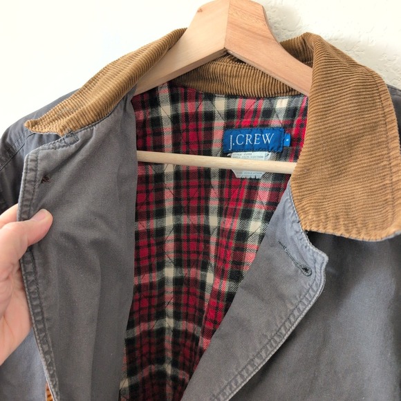 J.Crew Other - Vintage J.Crew Mens Gray Flannel Lined Thinsulate Barn Jacket Field Coat Small